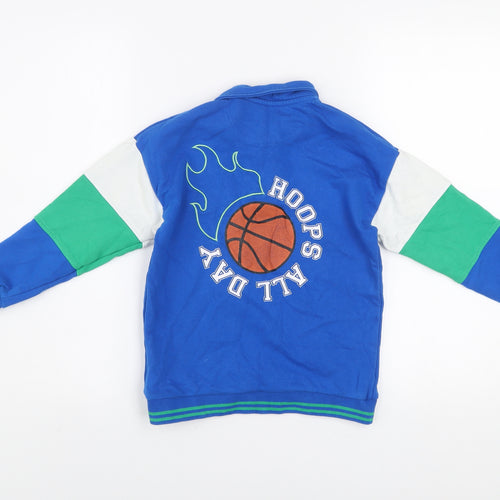 Dunnes Stores Girls Blue Colourblock Basketball Henley Sweatshirt 6-7 Years