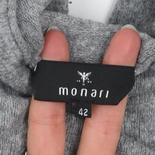 Monari Womens Grey Mock Neck Wool Blend Pullover Jumper Size 16