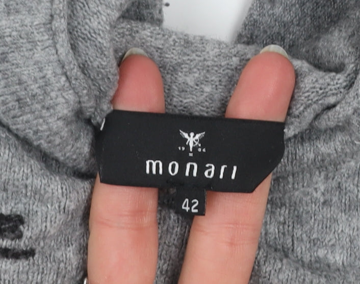 Monari Womens Grey Mock Neck Wool Blend Pullover Jumper Size 16
