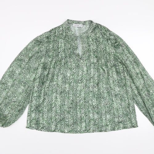Gallery Women’s Green Animal Print Chiffon Tunic Blouse UK 10