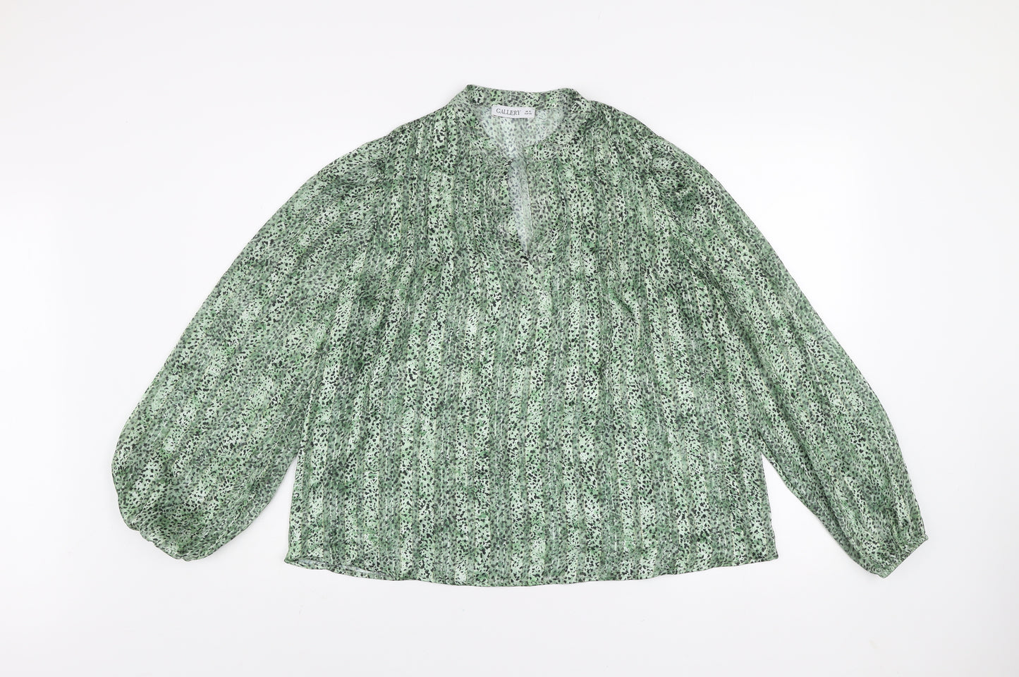 Gallery Women’s Green Animal Print Chiffon Tunic Blouse UK 10