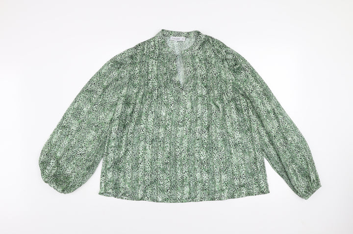 Gallery Women’s Green Animal Print Chiffon Tunic Blouse UK 10