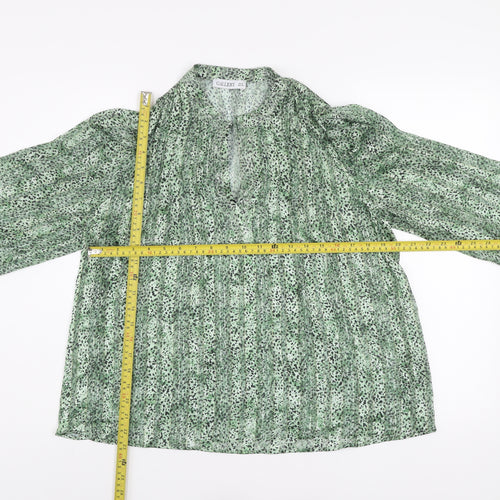 Gallery Women’s Green Animal Print Chiffon Tunic Blouse UK 10
