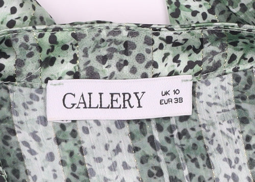 Gallery Women’s Green Animal Print Chiffon Tunic Blouse UK 10