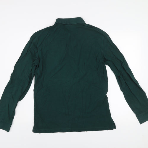 BOSS Men's Green Long Sleeve Cotton Polo Shirt Size L