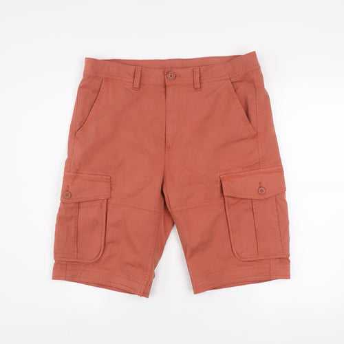 St. Bernard Men's Orange Cargo Shorts 34in Cotton Blend Casual