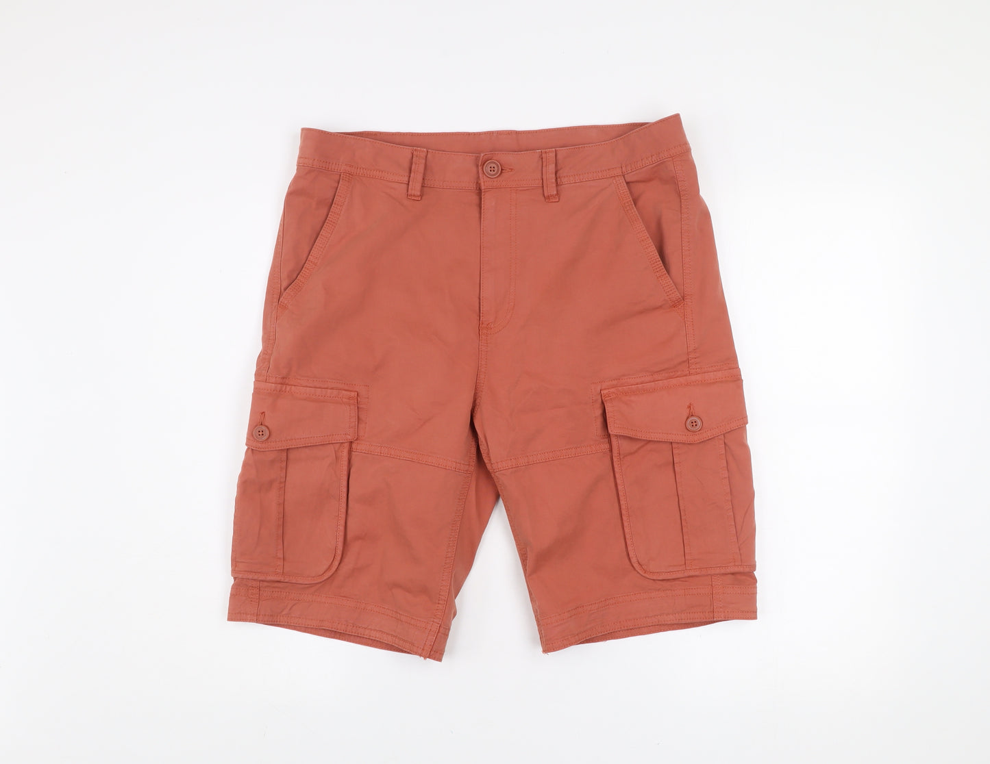 St. Bernard Men's Orange Cargo Shorts 34in Cotton Blend Casual