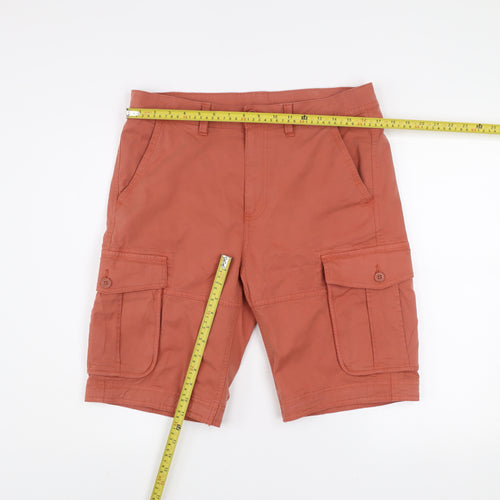 St. Bernard Men's Orange Cargo Shorts 34in Cotton Blend Casual