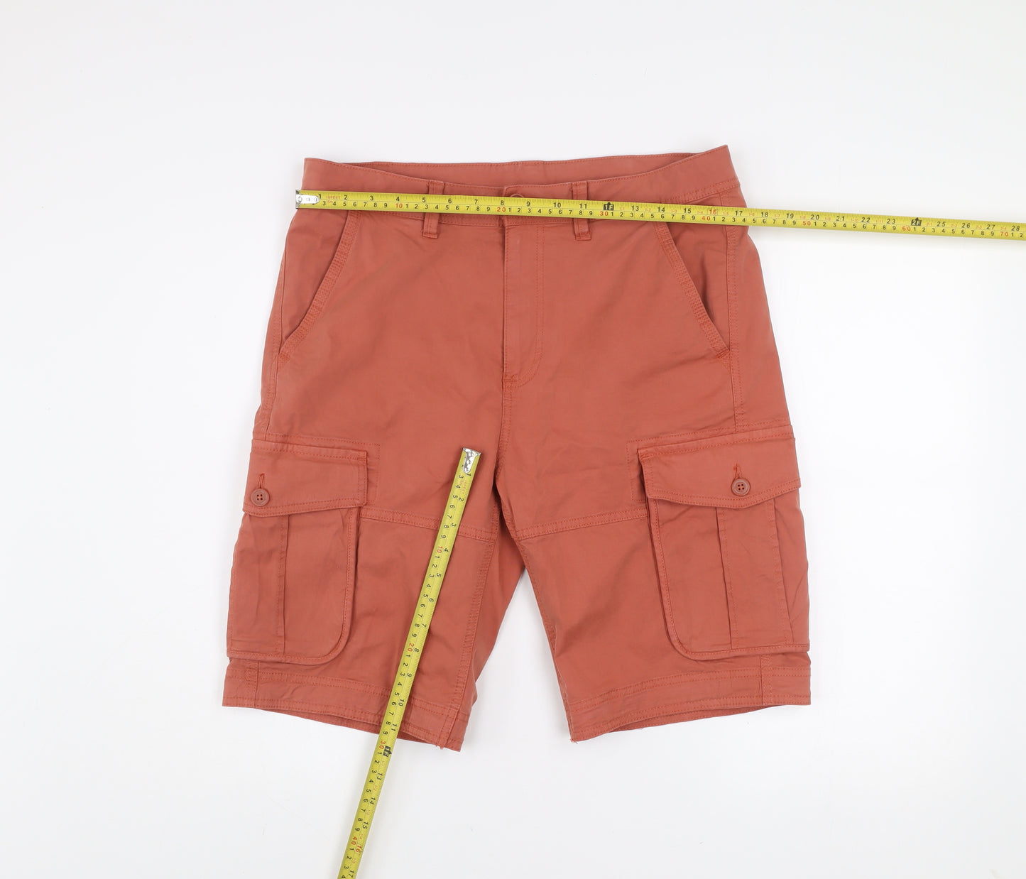St. Bernard Men's Orange Cargo Shorts 34in Cotton Blend Casual