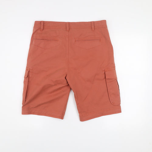 St. Bernard Men's Orange Cargo Shorts 34in Cotton Blend Casual