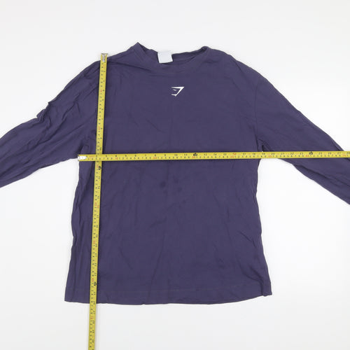 Gymshark Men's Blue Long Sleeve Cotton Top Size M Casual Sportswear