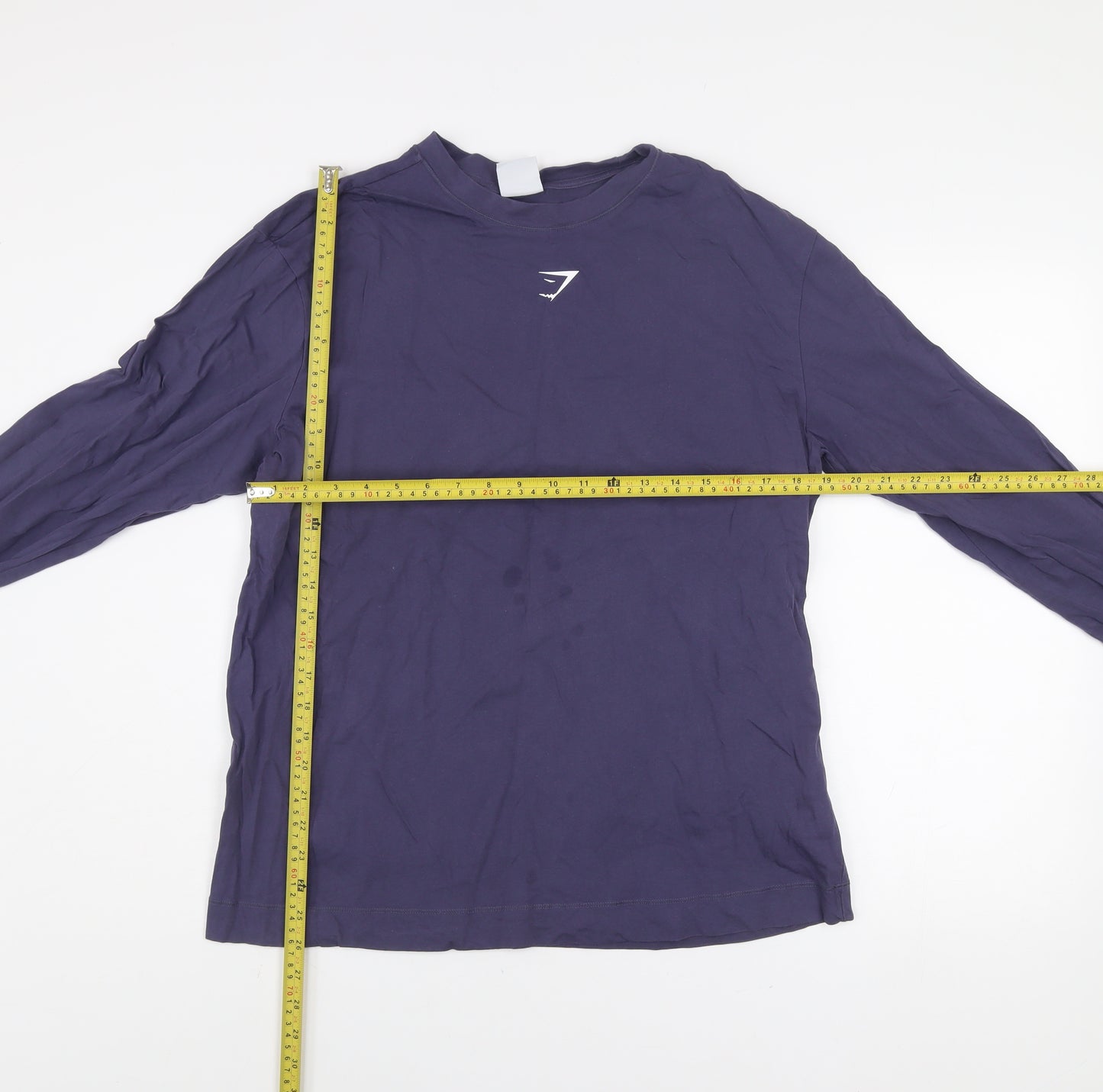 Gymshark Men's Blue Long Sleeve Cotton Top Size M Casual Sportswear