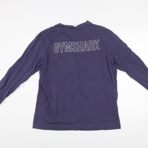 Gymshark Men's Blue Long Sleeve Cotton Top Size M Casual Sportswear