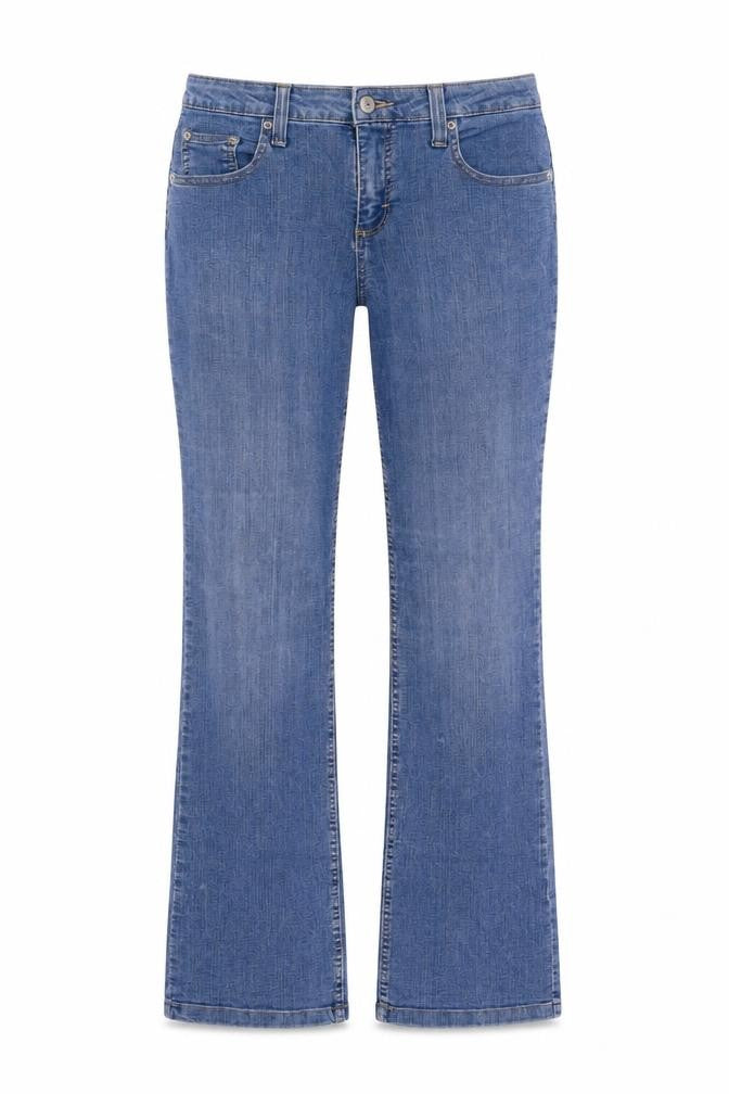 Front view of Merona Women's Blue Bootcut Jeans, size 4R, Regular Fit Denim