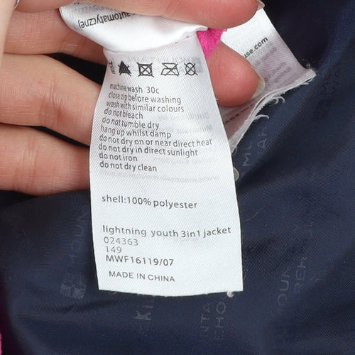 Mountain Warehouse Girls Blue Pink 11-12 Years 3-in-1 Hooded Waterproof Jacket