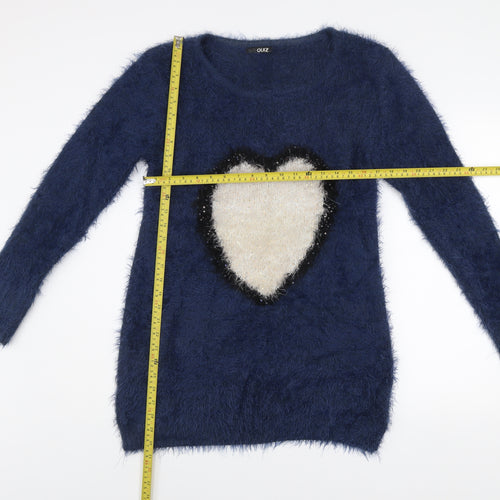 Quiz Women’s Blue Fluffy Heart Jumper Dress Size L