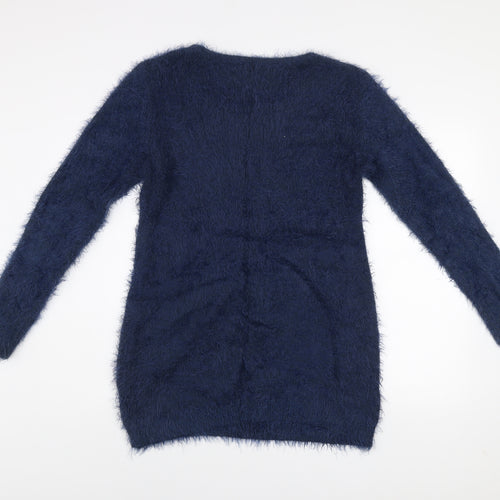 Quiz Women’s Blue Fluffy Heart Jumper Dress Size L