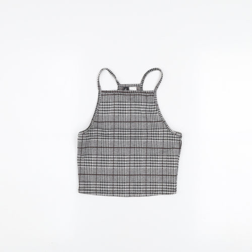 DIVIDED Women’s Grey Check Cropped Tank Top XS