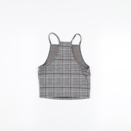 DIVIDED Women’s Grey Check Cropped Tank Top XS