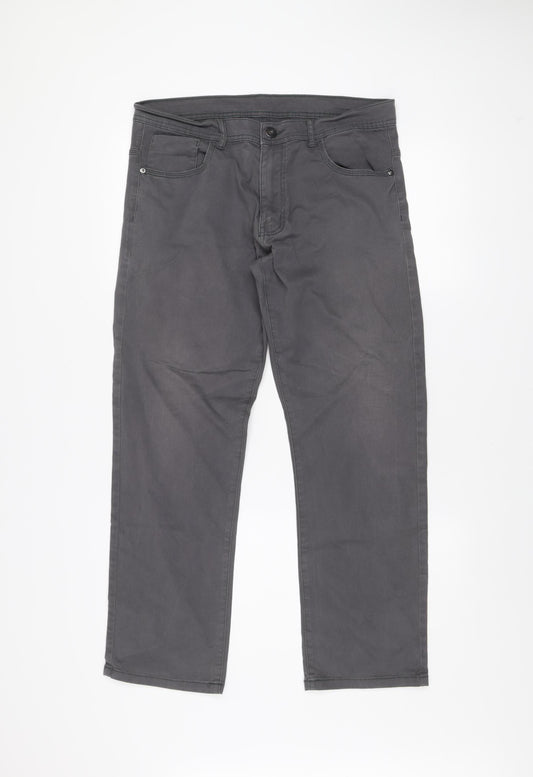 Dunnes Stores Men's Grey Chino Trousers Size 34R Stretch Cotton