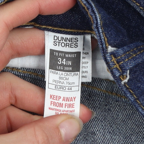 Dunnes Stores Men's Dark Blue Straight Jeans 34W 30L Cotton Denim