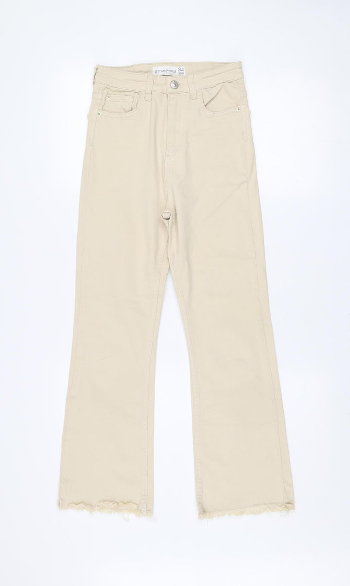 Stradivarius Women’s Beige High Rise Straight Jeans Size 6
