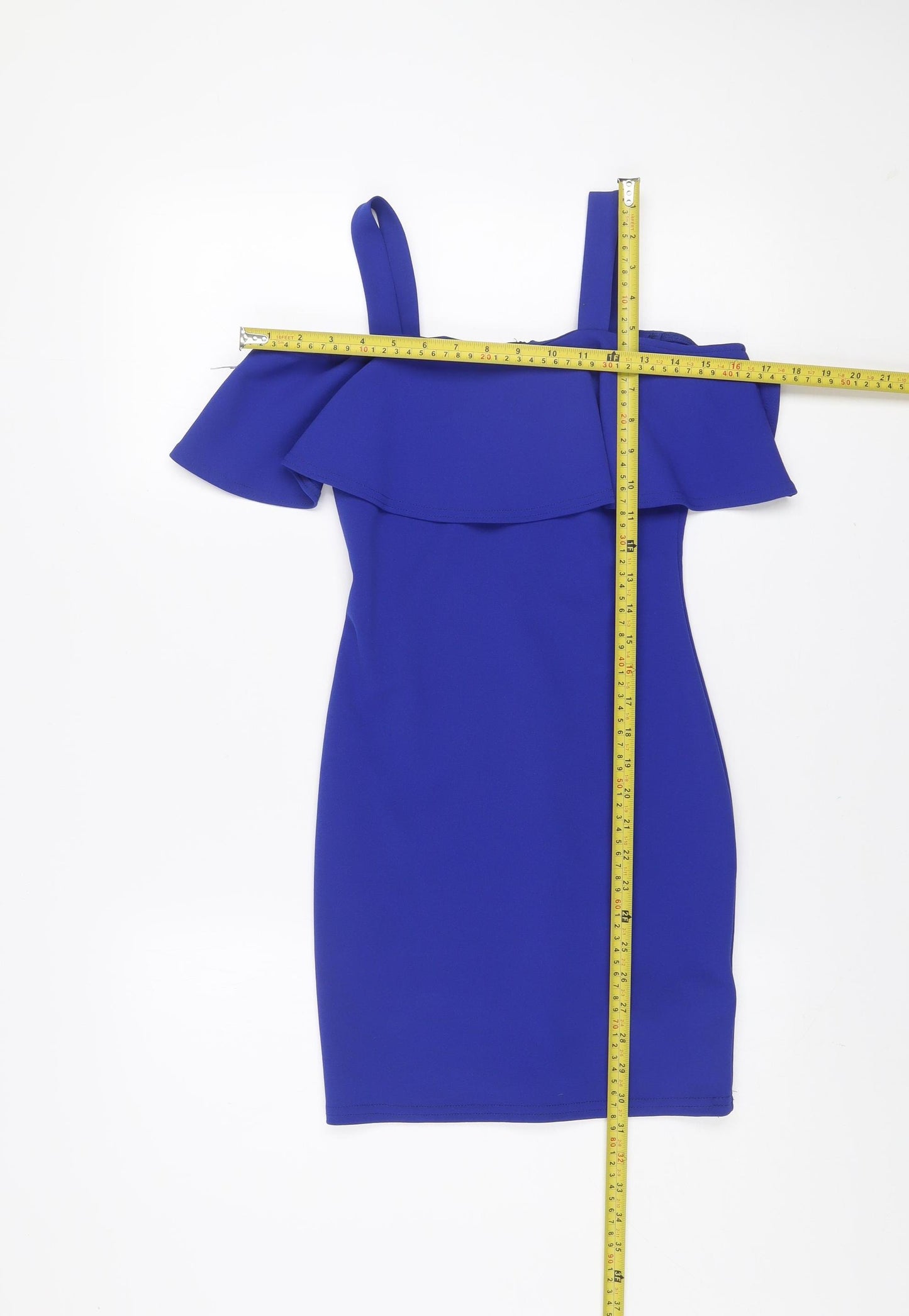 New Look Girls Blue Off Shoulder Ruffle Bodycon Party Dress Size 10 Years