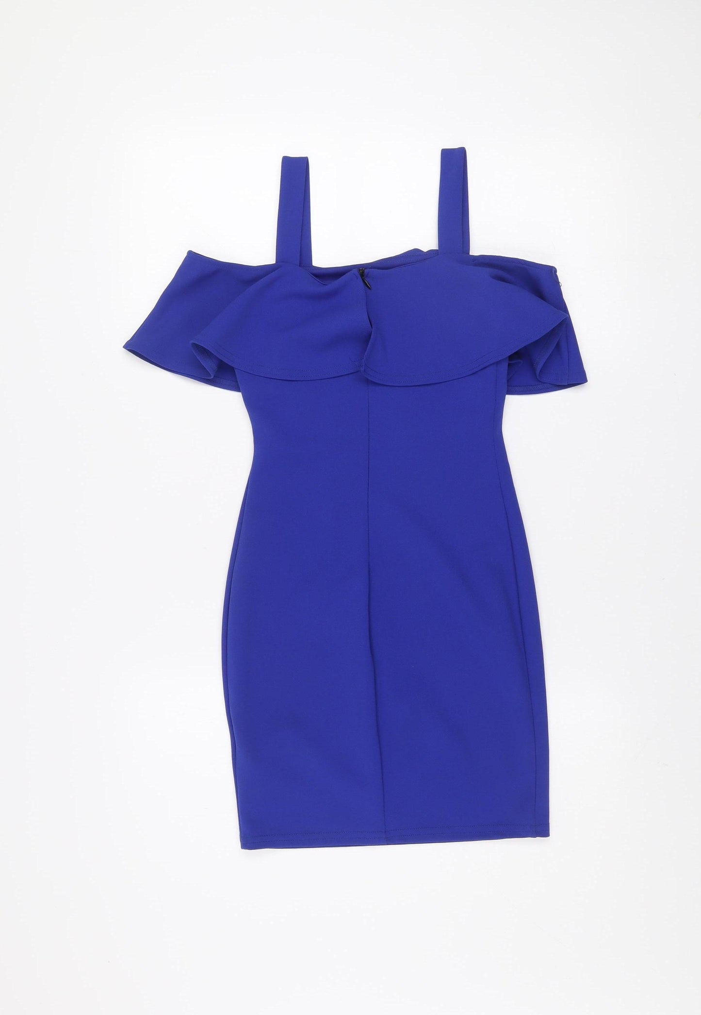 New Look Girls Blue Off Shoulder Ruffle Bodycon Party Dress Size 10 Years