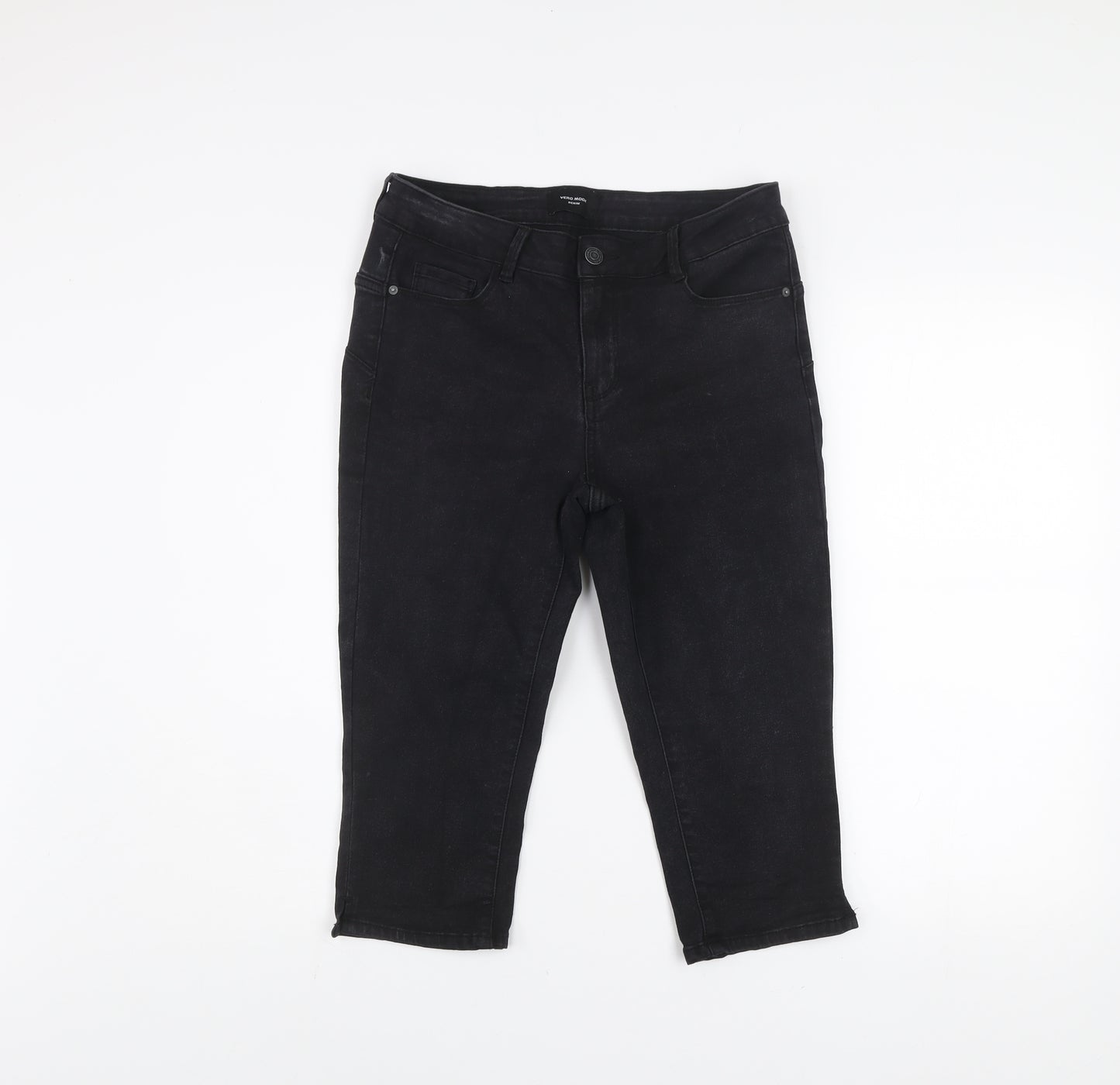 Vero Moda Women Black Cropped Slim Fit Denim Jeans Size M