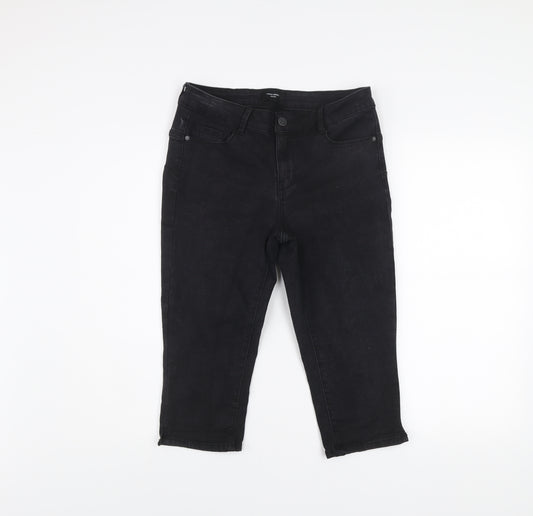 Vero Moda Women Black Cropped Slim Fit Denim Jeans Size M