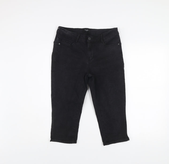 Vero Moda Women Black Cropped Slim Fit Denim Jeans Size M