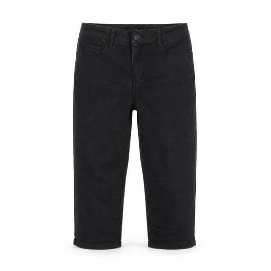 Front view of Vero Moda Women Black Cropped Slim Fit Denim Jeans, size M
