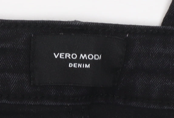 Vero Moda Women Black Cropped Slim Fit Denim Jeans Size M