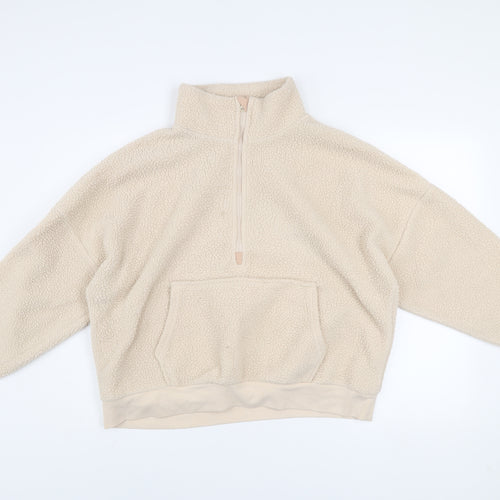 Dunnes Women Ivory 1/2 Zip Fleece Pullover Sweatshirt Size L