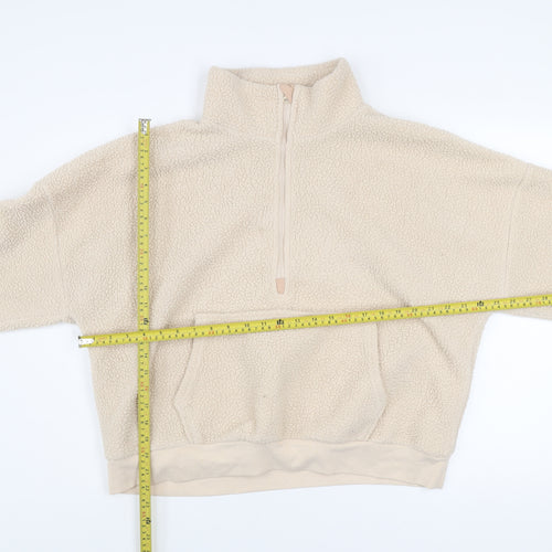 Dunnes Women Ivory 1/2 Zip Fleece Pullover Sweatshirt Size L