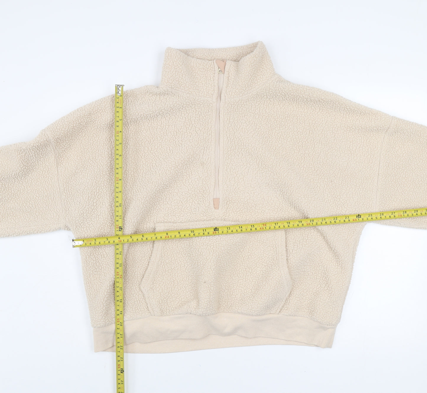 Dunnes Women Ivory 1/2 Zip Fleece Pullover Sweatshirt Size L