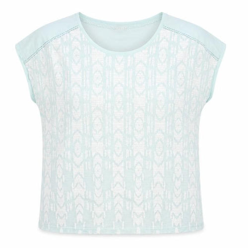 Marks and Spencer Women’s Light Green Geometric Short Sleeve Cotton T-Shirt UK 14