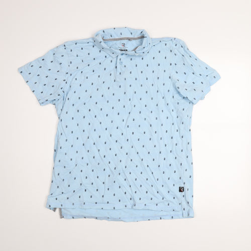 International Report Essentials Men's Blue Cotton Short Sleeve Polo Shirt Size L