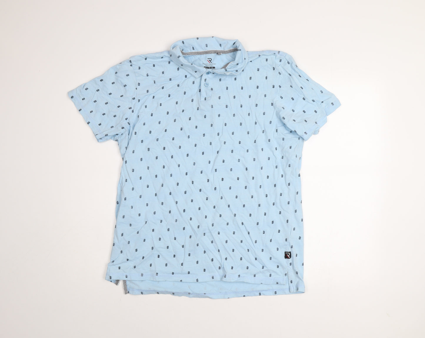 International Report Essentials Men's Blue Cotton Short Sleeve Polo Shirt Size L