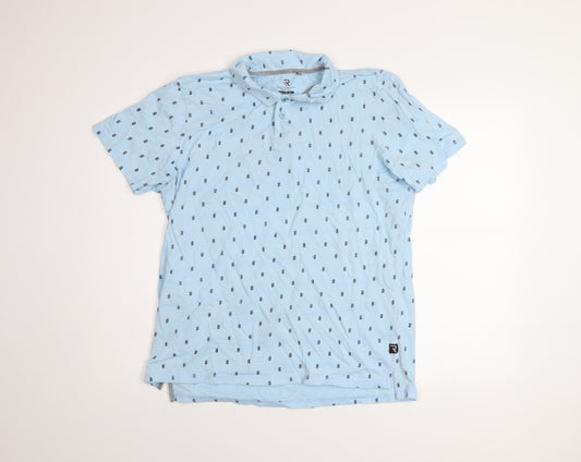 International Report Essentials Men's Blue Cotton Short Sleeve Polo Shirt Size L