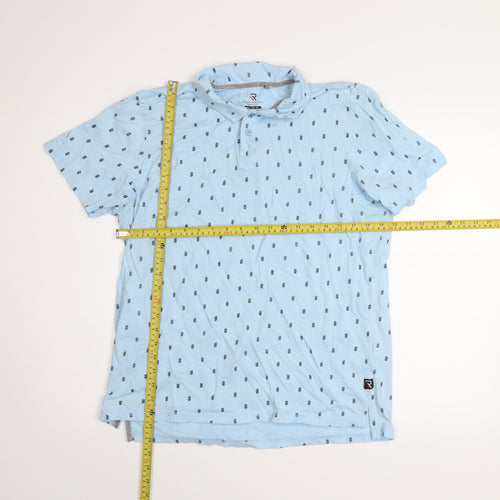 International Report Essentials Men's Blue Cotton Short Sleeve Polo Shirt Size L