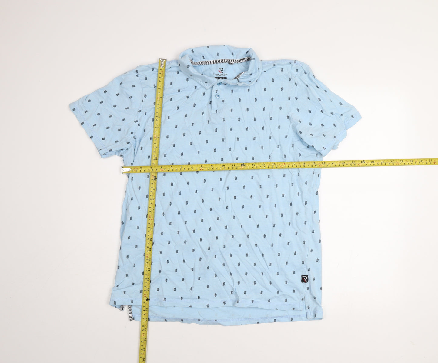 International Report Essentials Men's Blue Cotton Short Sleeve Polo Shirt Size L