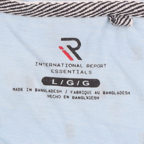 International Report Essentials Men's Blue Cotton Short Sleeve Polo Shirt Size L