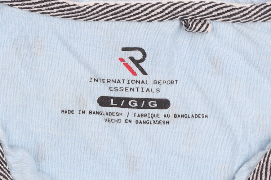 International Report Essentials Men's Blue Cotton Short Sleeve Polo Shirt Size L