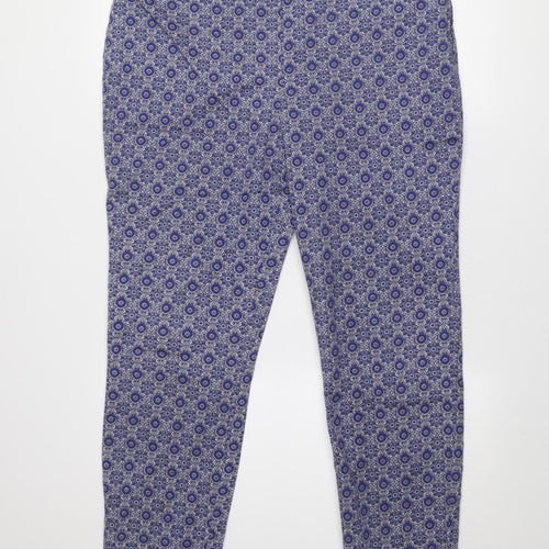 Dunnes Women’s Blue Geometric Cropped Trousers Size 16