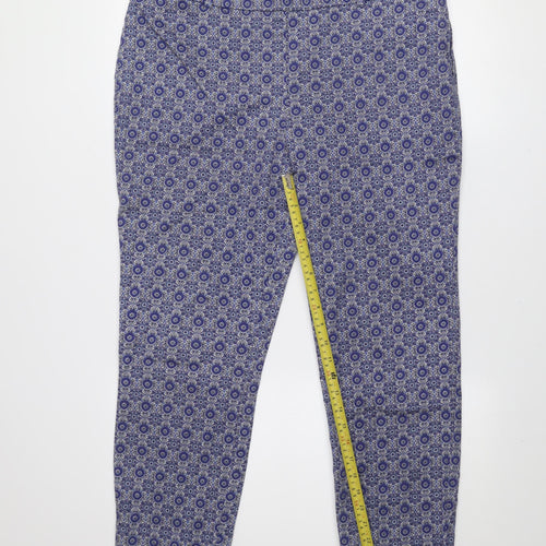 Dunnes Women’s Blue Geometric Cropped Trousers Size 16