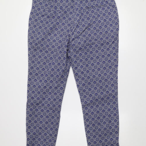 Dunnes Women’s Blue Geometric Cropped Trousers Size 16