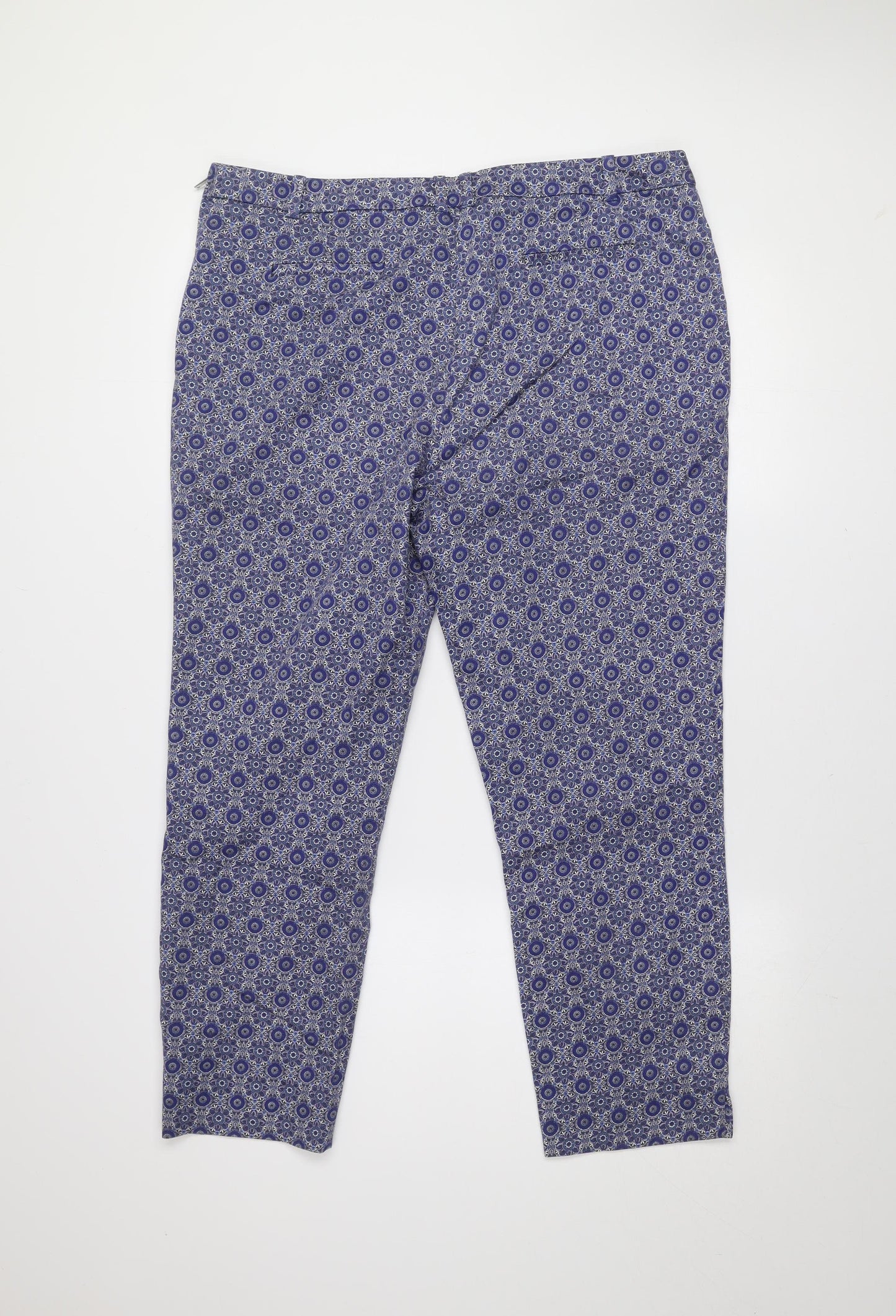 Dunnes Women’s Blue Geometric Cropped Trousers Size 16