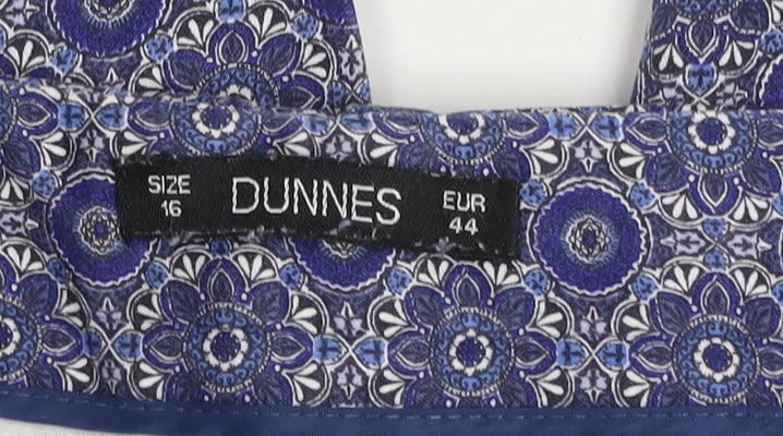 Dunnes Women’s Blue Geometric Cropped Trousers Size 16