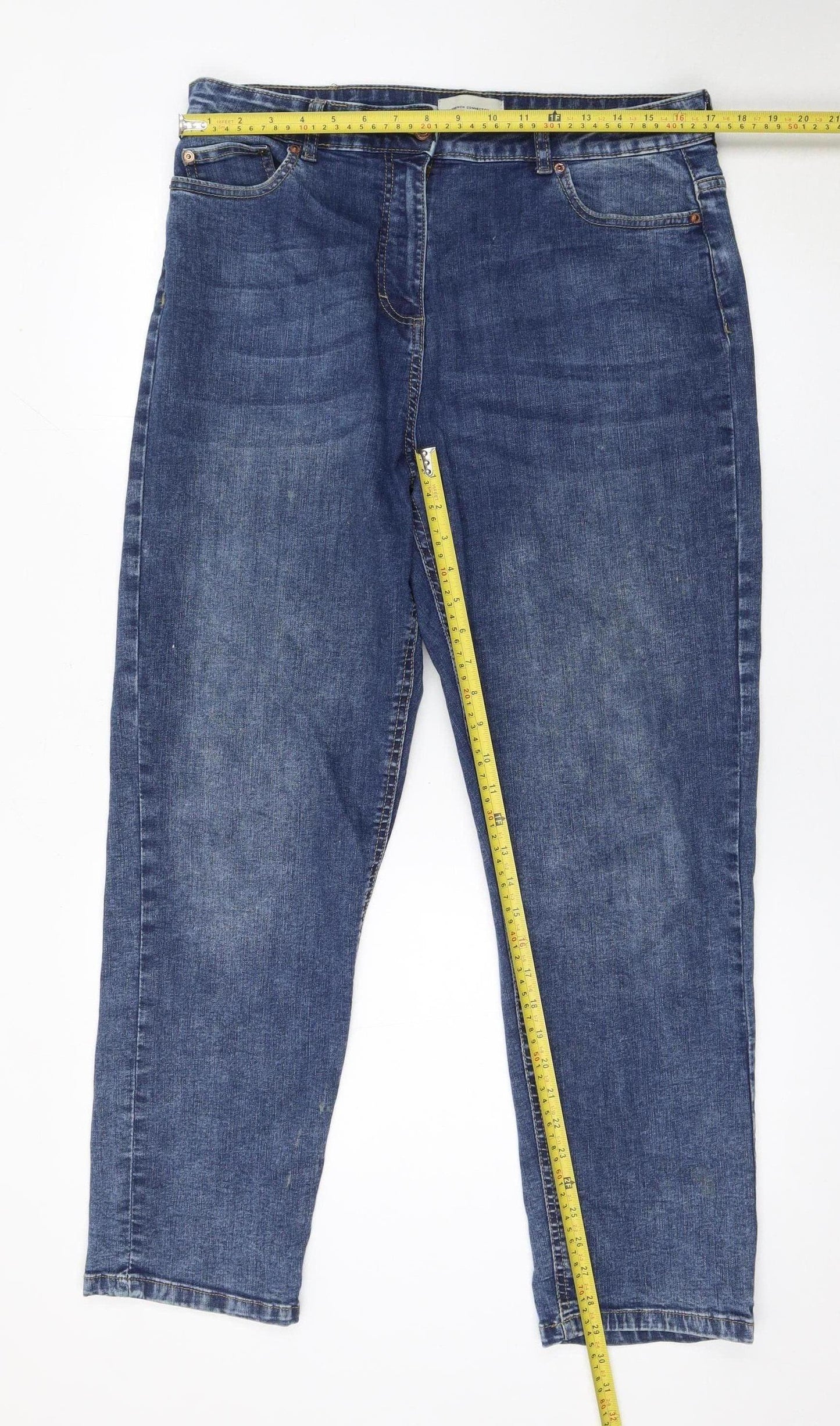 French Connection Women Blue Size 16 Straight Stretch Jeans